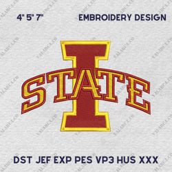 NCAA Iowa State Cyclones, NCAA Team Embroidery Design, NCAA College Embroidery Design, Logo Team Embroidery Design, Inst