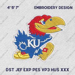NCAA Kansas Jayhawks, NCAA Team Embroidery Design, NCAA College Embroidery Design, Logo Team Embroidery Design, Instant