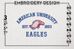 American University Eagles Est Logo Embroidery Designs, NCAA American University Eagles Team Embroidery, NCAA Team Logo,