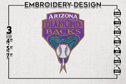 Arizona Diamondbacks Team Logo Emb Files, MLB Arizona Diamondbacks Team Embroidery, MLB Teams, 3 sizes, MLB Machine embr