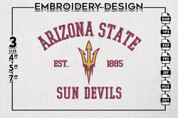 Arizona State Sun Devils Est Logo Embroidery Designs, NCAA Arizona State Sun Devils Team Embroidery, NCAA Team Logo