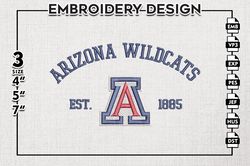 Arizona Wildcats Est Logo Embroidery Designs, NCAA Arizona Wildcats Team Embroidery, NCAA Team Logo, 3 sizes, Machine