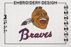 Atlanta Braves Text Mascot Logo Emb Files, MLB Atlanta Braves Team Embroidery, MLB Teams, 3 sizes, MLB Machine embroider