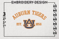 Auburn Tigers Est Logo Embroidery Designs, NCAA Auburn Tigers Team Embroidery, NCAA Team Logo, 3 sizes, Machine embroide
