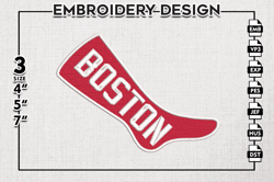 Boston Red Sox Logo Emb Files, MLB Boston Red Sox Team Embroidery, MLB Teams, 3 sizes, MLB Machine embroidery designs