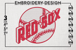 Boston Red Sox MLB Sox And Word Logo Emb Files, MLB Boston Red Sox Team Embroidery, MLB Teams, 3 sizes, MLB Machine embr