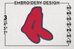 Boston Red Sox MLB Sox Logo Emb Files, MLB Boston Red Sox Team Embroidery, MLB Teams, 3 sizes, MLB Machine embroidery