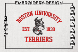 Boston University Terriers Est Logo Embroidery Designs, NCAA Boston University Terriers Team Embroidery, NCAA Team Logo