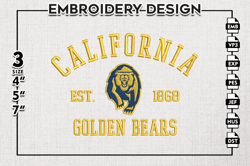 California Golden Bears Est Logo Embroidery Designs, NCAA California Golden Bears Team Embroidery, NCAA Team Logo