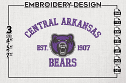 Central Arkansas Bears Est Logo Embroidery Designs, NCAA Central Arkansas Bears Team Embroidery, NCAA Team Logo, 3 sizes