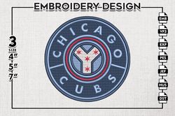 Chicago Cubs Round Logo Emb Files, MLB Chicago Cubs Team Embroidery, NCAA Teams, 3 sizes, MLB Machine embroidery designs