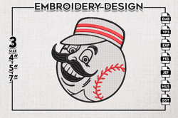 Cincinnati Reds MLB Funny Ball Logo Emb Files, MLB Cincinnati Reds Team Embroidery, NCAA Teams, 3 sizes, MLB Machine emb