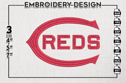 Cincinnati Reds MLB Team Word Logo Emb Files, MLB Cincinnati Reds Team Embroidery, NCAA Teams, 3 sizes, MLB Machine
