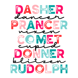 Dasher Dancer Prancer Vixen Comet Cupid SVG Cricut File