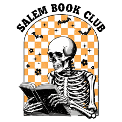 Halloween Witch Book Club Skeleton PNG Sublimation Download
