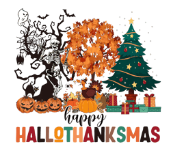 Happy Hallothanksmas Pumpkin Skeleton PNG Download
