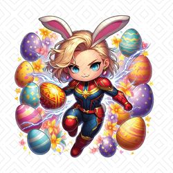 Cute Bunny Captain Marvel Happy Easter Eggs PNG