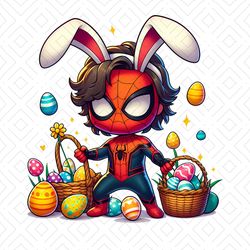 Bunny Chibi Spiderman Happy Easter Eggs PNG