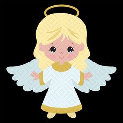 INSTANT Download. Cute girly angel svg cut files and clip art. Digital stamp. Coloring page. Personal and commercial us