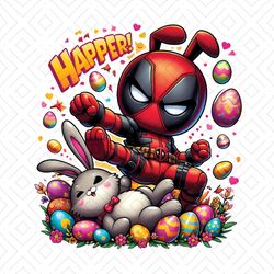 Chibi Bunny Deadpool Happer Happy Easter PNG