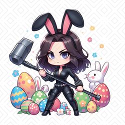 Chibi Bunny Black Widow Happy Easter PNG