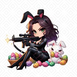 Bunny Black Widow Chibi Happy Easter Eggs PNG