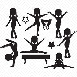 INSTANT Download. Gymnastics silhouette clip art. Svg cut files. Cgym_28