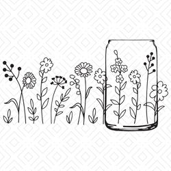 INSTANT Download. Meadow flowers Libbey can glass wrap template svg, png
