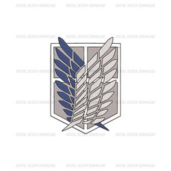 Aot Wings Embroidery Design File, Attack on Titan Anime Embroidery Design File Png