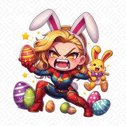 Rage Chibi Captain Marvel Happy Easter Eggs PNG