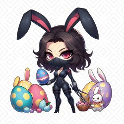 Chibi Bunny Black Widow Marvel Happy Easter PNG