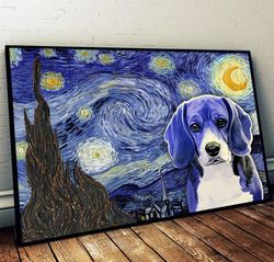 beagle poster & matte canvas, dog wall art prints, painting on canvas