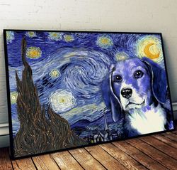 beaglier poster & matte canvas, dog wall art prints, painting on canvas