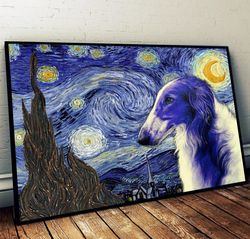 borzoi poster & matte canvas, dog wall art prints, painting on canvas