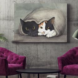 cat landscape canvas, warm blanket, canvas print, cat poster printing