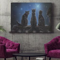 cat landscape canvas, wish upon a star, canvas print, cat poster printing