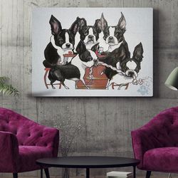 dog landscape canvas, boston terrier, dog painting posters, dog wall art canvas