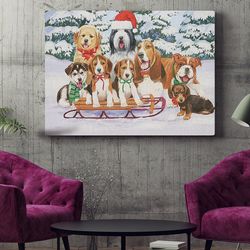 dog landscape canvas, sled dogs, canvas print, dog painting posters, dog wall art canvas