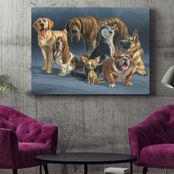 dog landscape canvas, the gang, canvas print, dog painting posters, dog wall art canvas