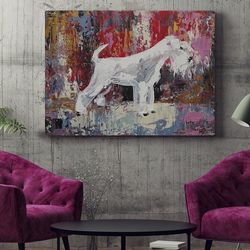 dog landscape canvas, white schnauzer, dog canvas print, dog poster printing