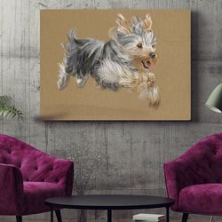dog landscape canvas, yorkie canvas print, dog painting posters, dog wall art canvas