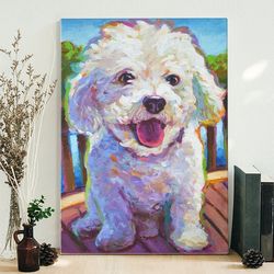 Dog Portrait Canvas, Bichon Frise, Canvas Print, Canvas With Dogs On It, Dog Wall Art Canvas