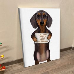 dog portrait canvas, dachshund, canvas print, dog painting posters, dog wall art canvas, dog poster printing