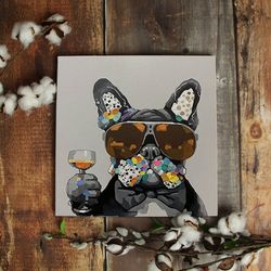 dog square canvas, cute puppy art, dog canvas print, dog wall art canvas