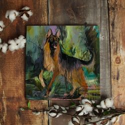 Dog Square Canvas, Dog Paintings On Canvas, German Shepherd, Dog Poster Printing