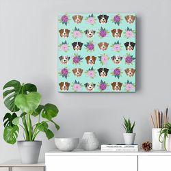 Dog Square Canvas, Dog Wall Art Canvas, Australian Shepherd Dog, Canvas Print