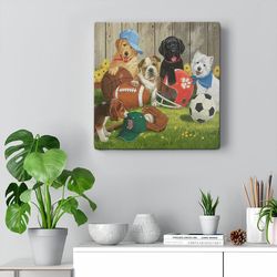 Dog Square Canvas, Let Play Ball, Dogs Canvas Print, Dog Poster Printing, Canvas With Dogs On It