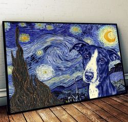 lurcher poster & matte canvas, dog wall art prints, painting on canvas