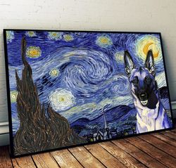 malinois poster & matte canvas, dog wall art prints, painting on canvas