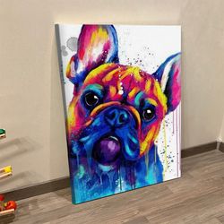 portrait canvas, bull dogs, dog canvas painting, dog wall art canvas, dog canvas print